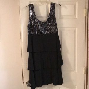Black and silver tiered party dress.